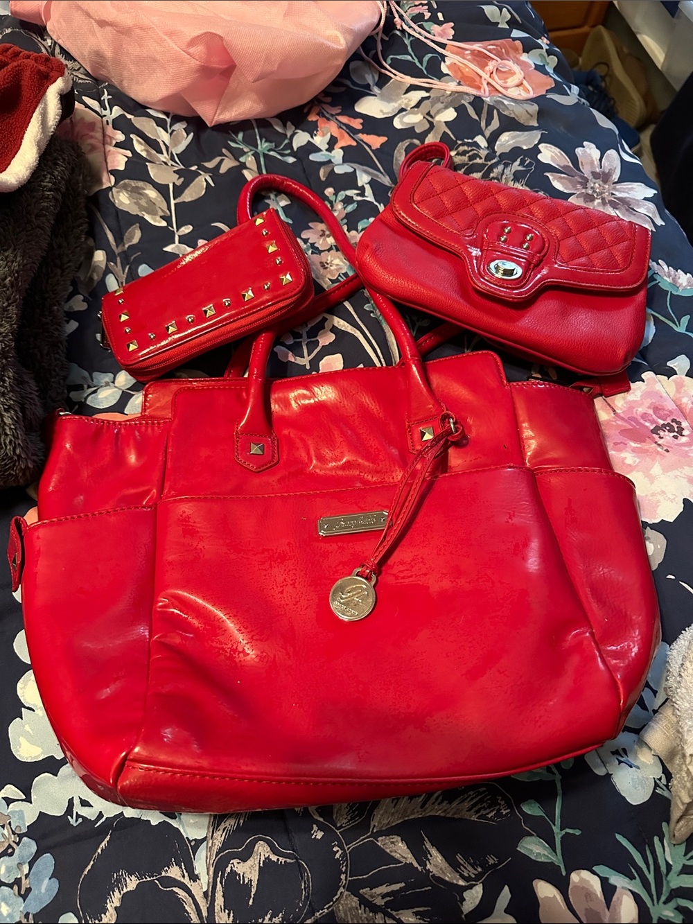 Scentsy Red Tote Bag with Matching Red Wallet and Crossbody.